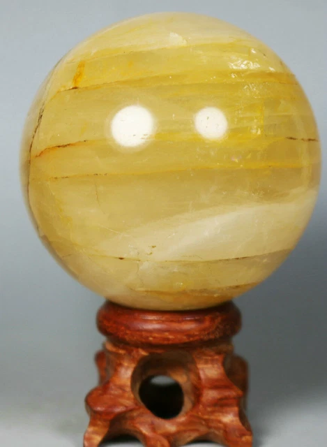 NATURAL Yellow PHANTOM MULTI-INCLUSIONS Rainbow CRYSTAL Polishing Sphere Ball