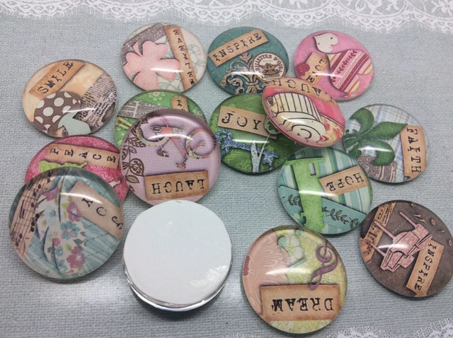 10 Positive Word Hope Cabochons 16-25mm Mixed Round Glass Picture Dome Flat Back 3
