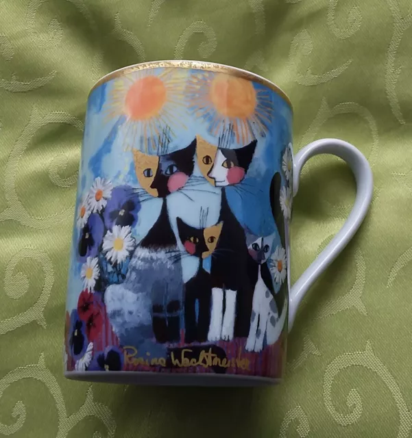 Rosina Wachtmeister Kaffebecher mit Goldrand Katzenfamilie Goebel Nr. 26