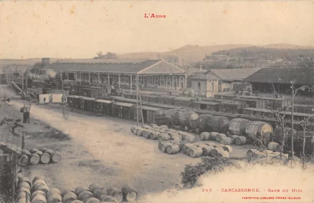Cpa 11 Carcassonne / La Gare Du Midi / Train