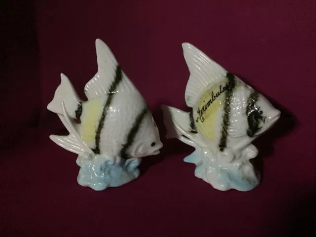 Merimbula NSW Collectable Salt & Pepper Shakers Angel Fish 1950s Vintage Retro