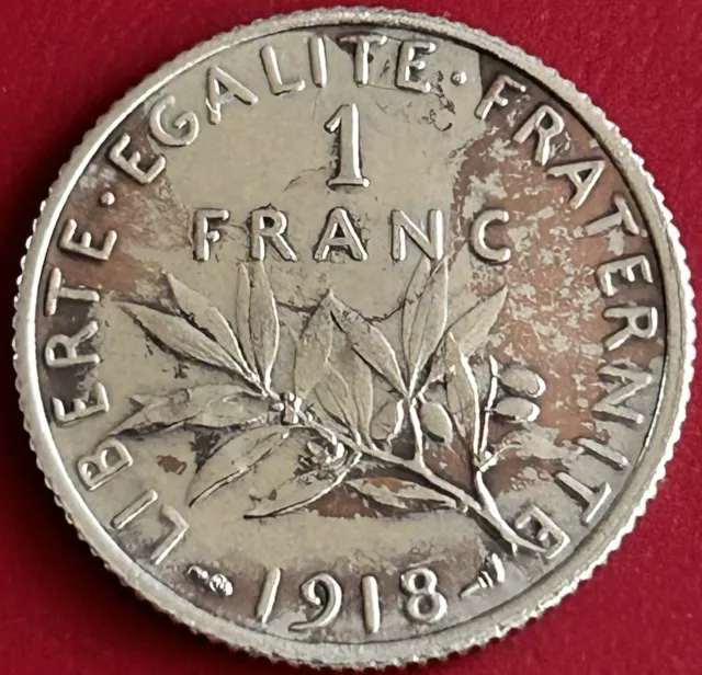 France - 1 Franc .835 Silver Coin - 1918 (GY48)