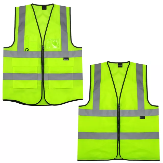 High Visibility Hi Vis Viz Vest Waistcoat Safety Yellow Work Reflective En471