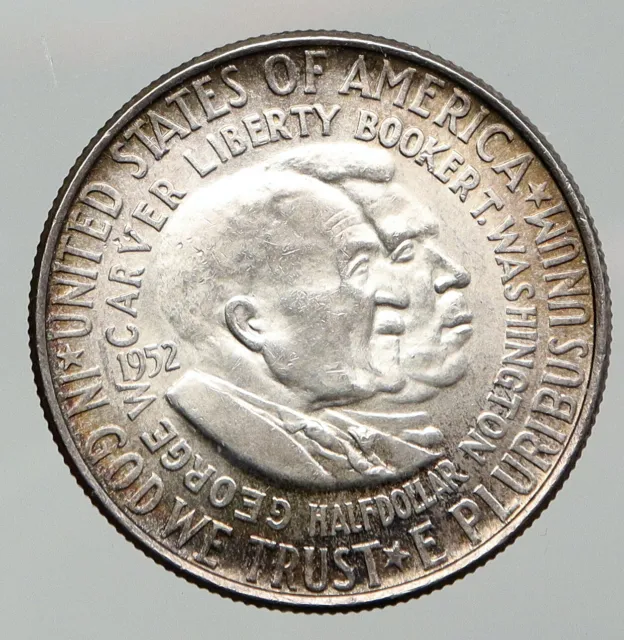 1952 USA BOOKER T. WASHINGTON G. CARVER Silver Half Dollar 50 Cent Coin i92715