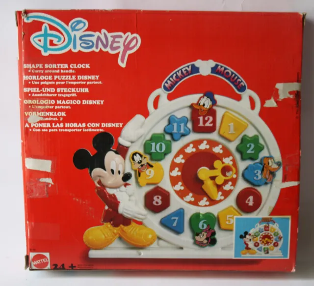 Rare Vintage 1990 Mickey Mouse Shape Shorter Clock Mattel New Nos ! 2