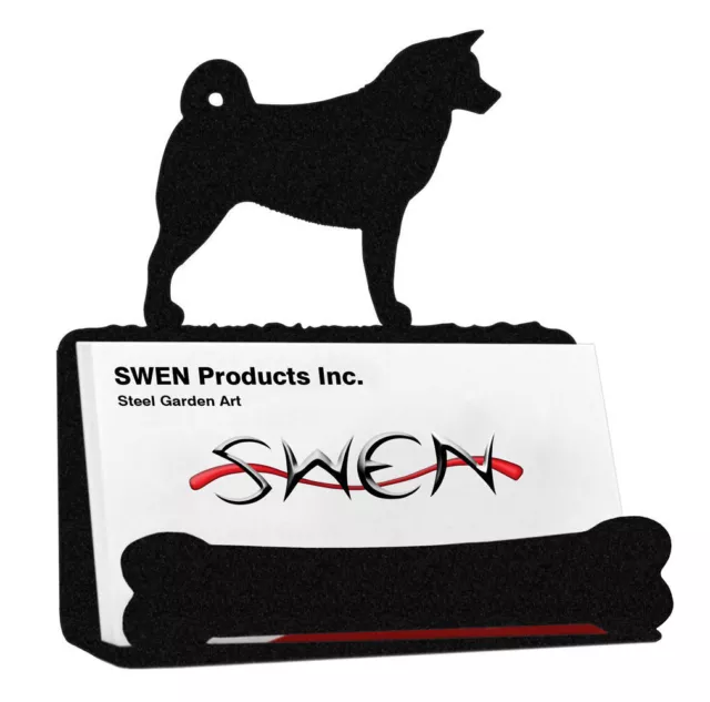 SWEN Products AKITA Dog Black Metal Business Card Holder