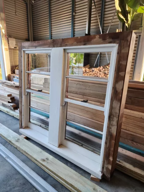 Hardwood Timber Double Hung Twin Sash Window 1565w x 1365h x 135d Weatherboard