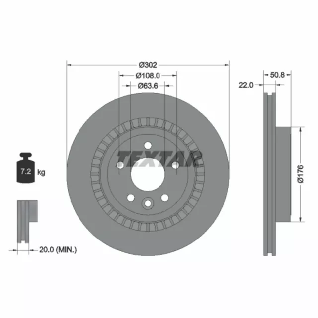 Bremsscheibe TEXTAR 92196403 hinten, belüftet, 1 Stück