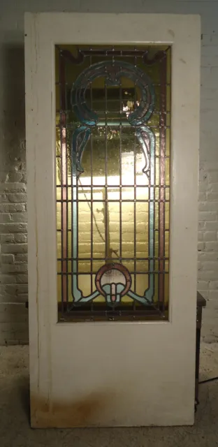 Single Vintage American Stained Glass Door