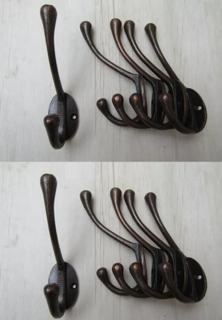 PACK OF 10 ANTIQUE BRASS VICTORIAN hat & coat hook rustic vintage old antique