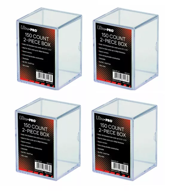 4 x Ultra Pro 150 Count 2 Piece Clear Storage Box Standard Trading Card 150ct