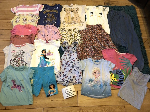 Girls age 4-5 years clothes bundle next Disney shorts jumpsuit t-shirts pyjamas