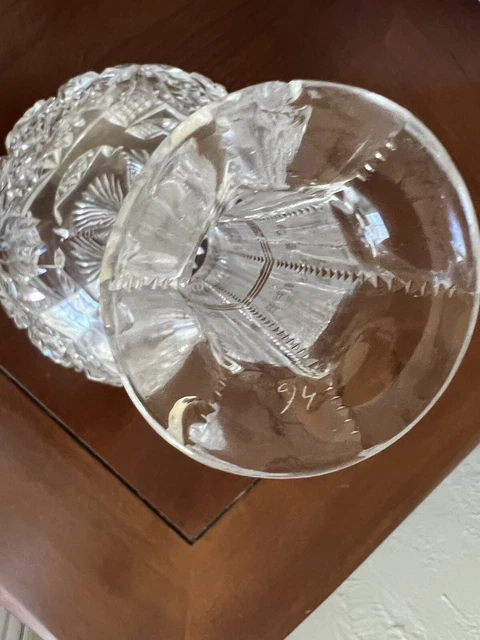 American Brilliant Cut GLASS CRYSTAL Wine Decanter Liquor Bottle(2 small chips) 7