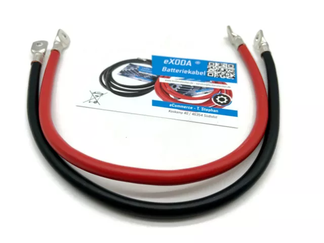 Batteriekabel 25 mm2 30cm mit Ringösen M8 Rot und Schwarz Auto KFZ Kabel