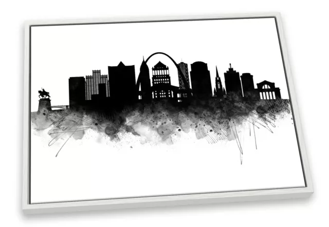 St Louis Abstract City Skyline schwarz LEINWAND SCHWIMMENDER RAHMEN Wandkunstdruck