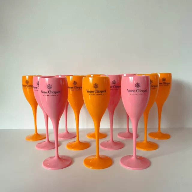 2 x Veuve Clicquot Acrylic Pink Plastic Champagne Flutes