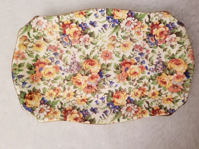 VINTAGE Royal Winton Grimwades Multi Color Floral Candy Dish Made in England