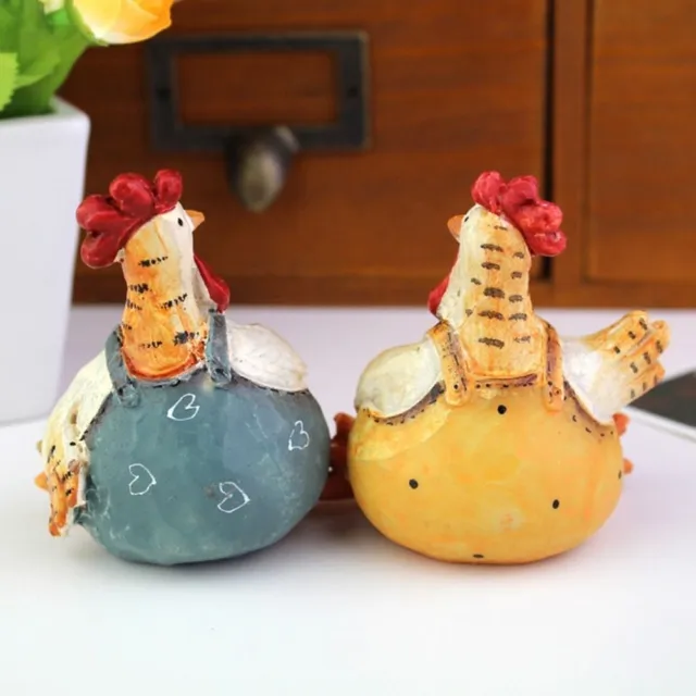 Resin Chicken Figurines Desk Decor Animal Sculpture Cartoon Chicken Model