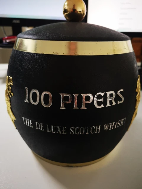 Deluxe Scotch Whisky Ice Bucket 100 Pipers - Round - lidded Made in England VGC