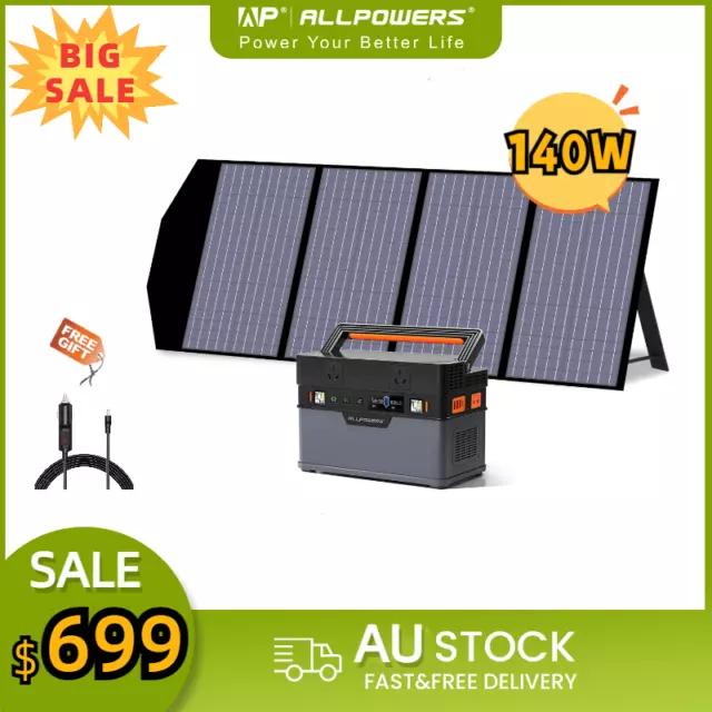 ALLPOWERS 700W Portable Power Station Solar Generator+140W Foldable Solar Panel