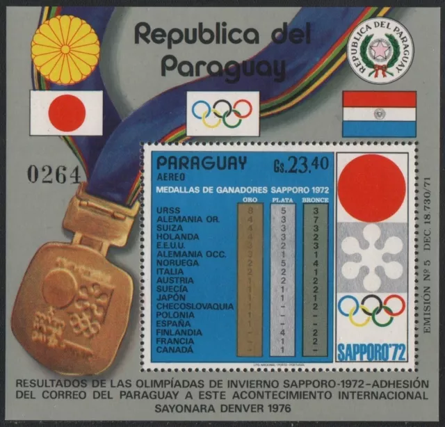 Paraguay 1972 - Mi-Nr. Block 192 ** - MNH - Olympia Sapporo