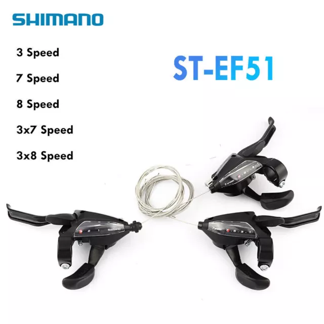 Shimano ST-EF51 3/7/8/21/24 Speed Brake & Shifter Levers Combo Set + Shift Cable