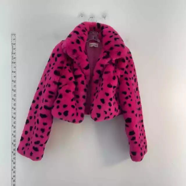 Cherry Hallow Pink Black Polka Dot Faux Fur coat - Women's M