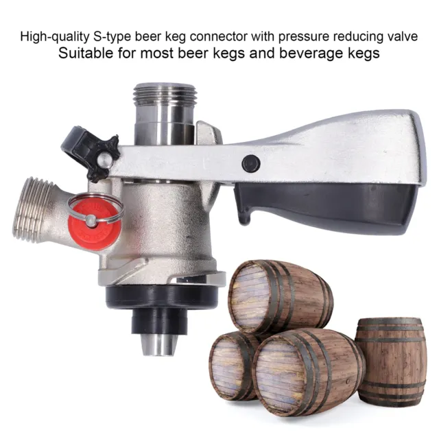 Beer Coupler Dispenser Beverage Keg Connector W/Exhaust Valve G5/8 Male Thread♡