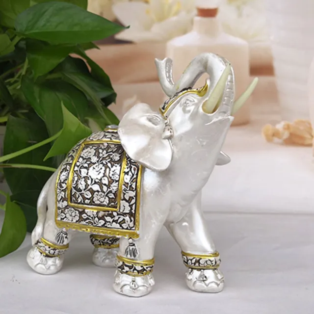 Resin Elephant Ornament Family Statue Wealth Lucky Sculpture Figurine
