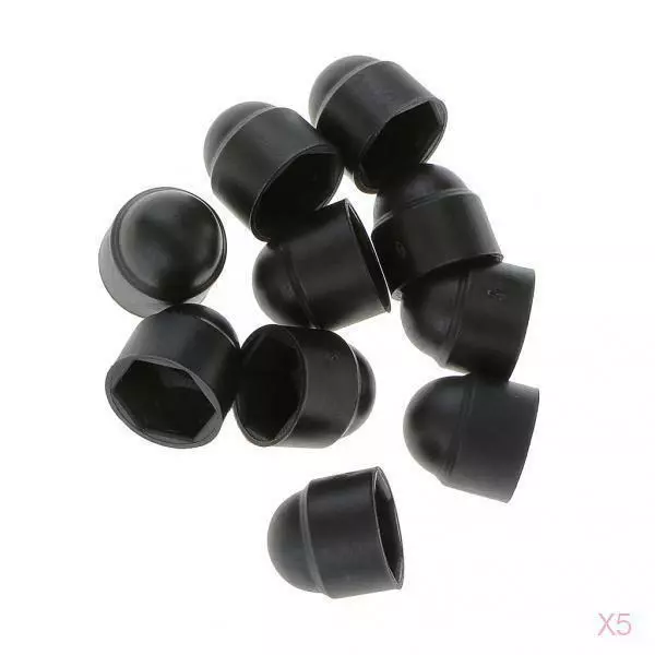 M6 (6mm) Black Domed Plastic Nut / Bolt Cover Caps 10MM Spanner Size - PK 50