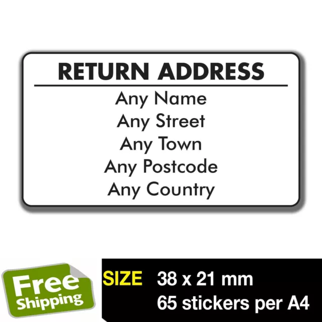520 Custom Personalised Self Adhesive Return Address Labels Pre Printed Black