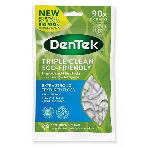 DenTek Eco dreifach saubere Zahnseide Plektren - 90er Pack