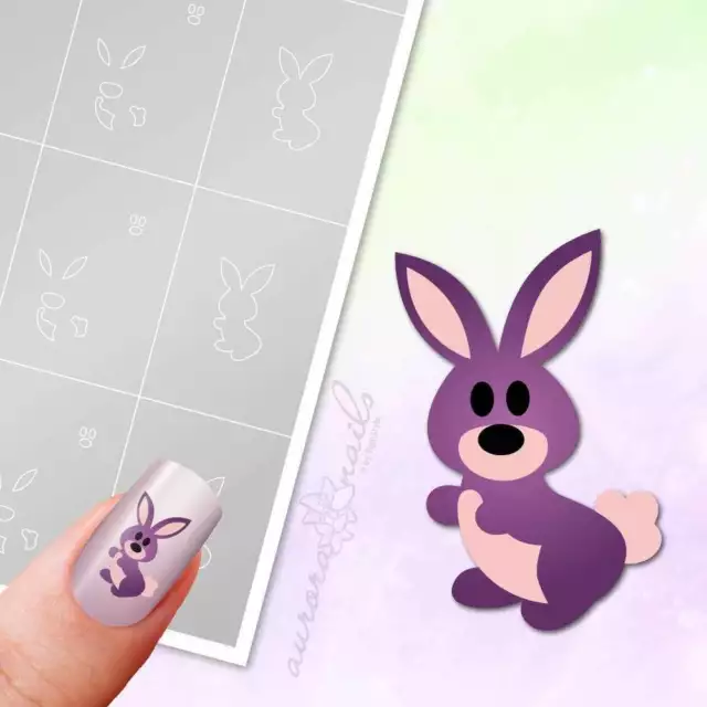 Plantillas para aerógrafo y arte de uñas O021 adhesivo conejo de Pascua adhesivo