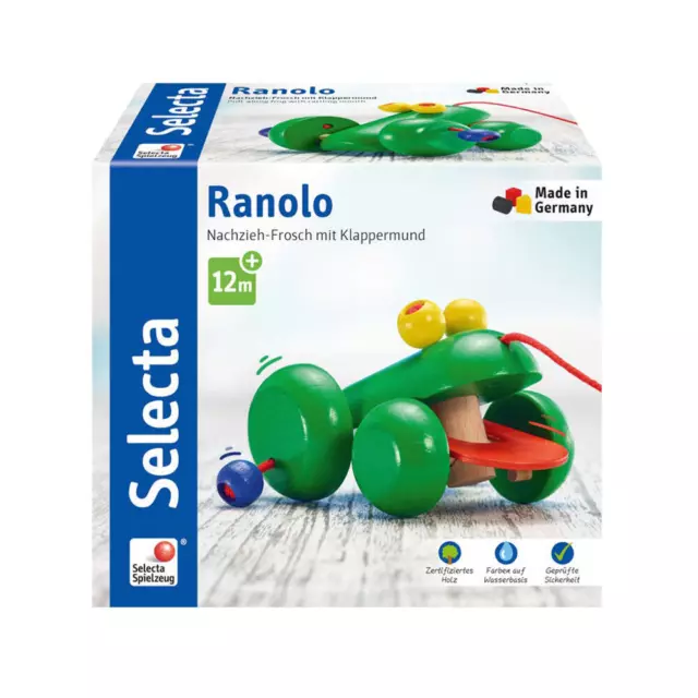 Selecta Toy Ranolo Pulling Frog Push Toy Toddler Play 11 cm