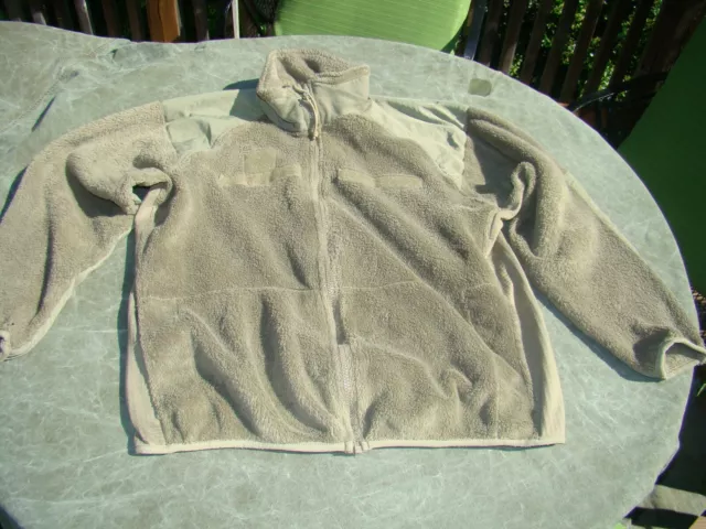 USGI US Army L/L Tan Polartec Fleece Jacket ECWCS Large Long - Very Good - MST