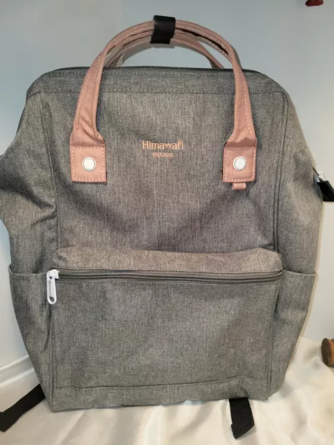 Himawari Laptop Backpack Travel Backpack Large Diaper Bag Gray Mauve