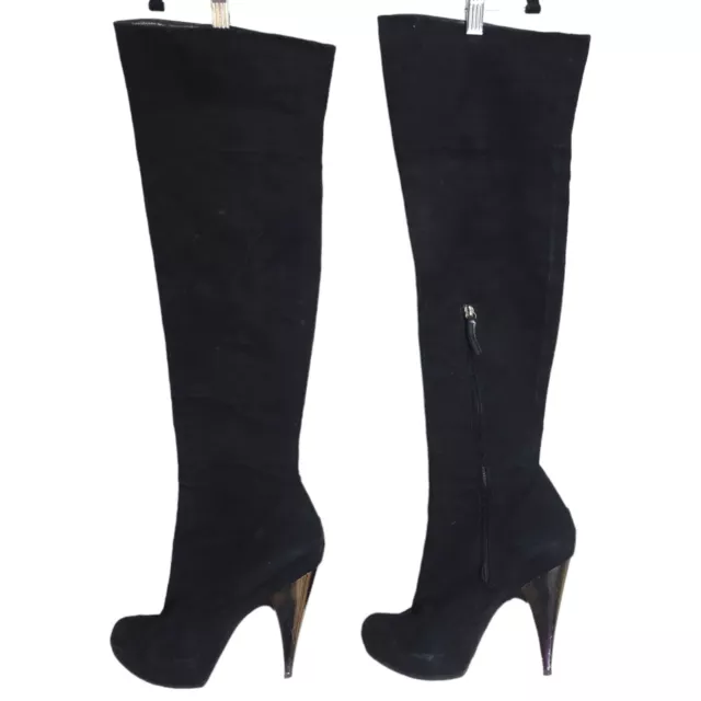 Giuseppe Zanotti Womens Boots OTK Black Suede Leather Thigh High Heel Shoe 40 10 2