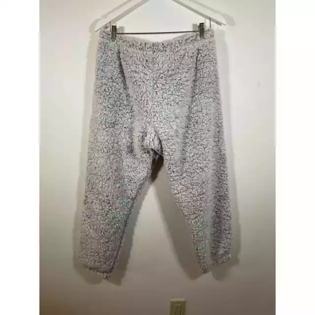 Victoria Secret PINK! Grey Sherpa Joggers Sweatpants Pajamas Size XL