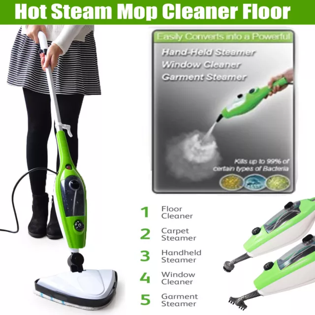 10-in-1 1500W HOT STEAM CLEANER HANDHELD STEAMER FLOOR MOP + CARPET WASHER UK