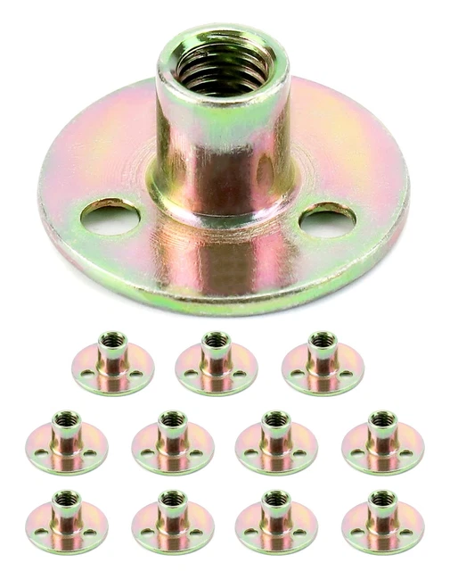 3/8"-16 Iron Plate Nut, 12-Piece Set T-nut with Round Base Carbon...