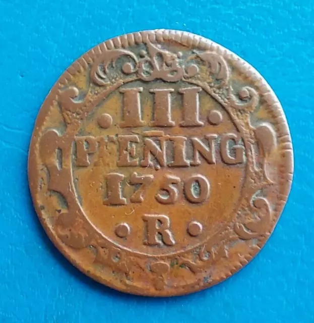 Allemagne Germany Deutschland Rostock 3 pfennig 1750 R km 116