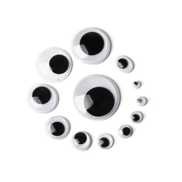 100 Self Adhesive Googly Eyes Stick On Sticky Wobbly Wiggly Craft 12mm