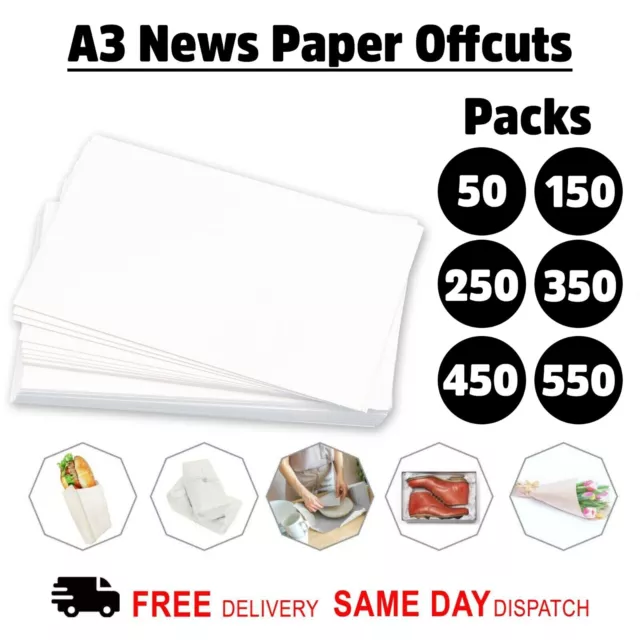 A3 Newspaper Offcuts White Packing Paper For Moving House Chip Shop Paper Sheets