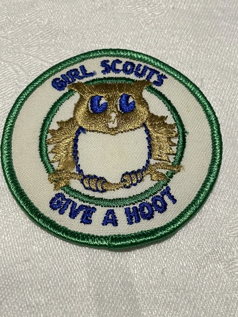 Vintage Girl Scouts GIVE A HOOT (Don’t Pollute Woodsy Owl) Iron On Patch