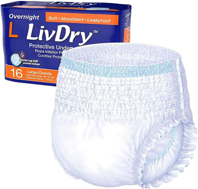 Ropa interior Livdry para adultos L para incontinencia, absorción de comodidad durante la noche, protección contra fugas