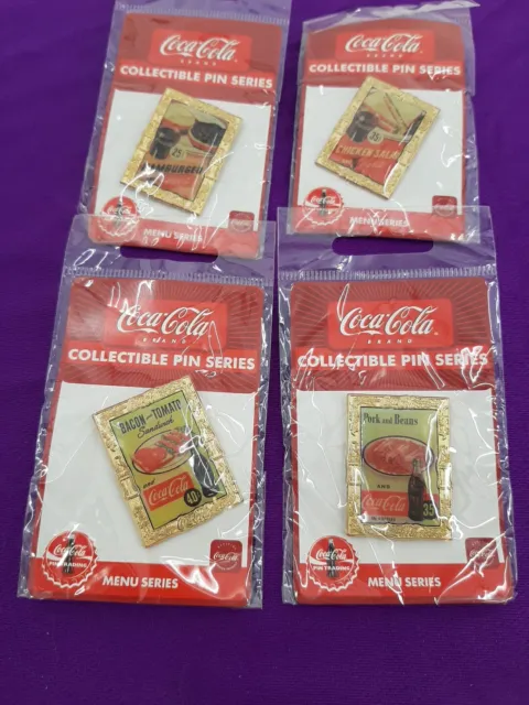 Coca Cola Collectible Pin Menu Series 2000s Vintage Lot of 4