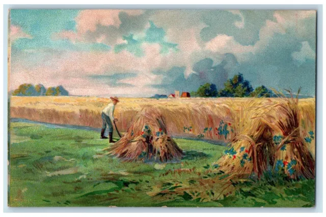 c1910 Man Barn Farm Scene Post Cards O'er Hill and Dale Tuck Art Postcard