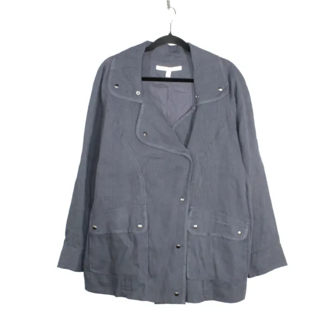 Nordstrom Collection Women's Gray Linen Cotton Snap Button jacket Size XL