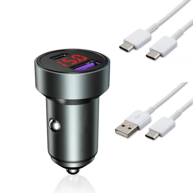 Pour Oppo A17 Voiture Chargeur 2x Double Adaptateur USB 2100mah + Type C