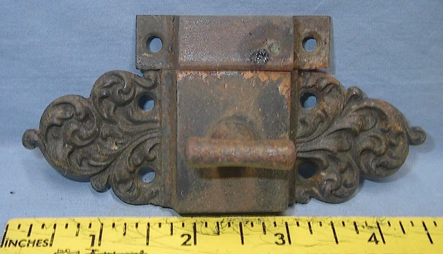 Vintage Antique Cabinet Latch Iron Twist Handle With Catch